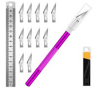 Artcut Cutter Di Precisione 12 Pz Taglierino, 1 Bisturi con 10 Lame, 1 Righello, Modellismo Mini Cutter per Pane, Piccolo(Viola)