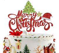 Artczlay - Topper per torta con scritta "Merry Christmas", colore: glitter