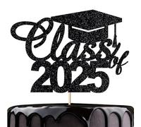 Artczlay - Topper per torta di laurea, classe 2020, colore: nero glitterato