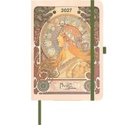 ArtDiary Alfons Mucha 2027: Buchkalender 16x22 cm - Wochenplaner mit Elastikband, Leseband, Stifhalter & internationalen Feiertagen für Mucha-Fans & Kunstliebhaber