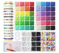 ARTDOT 11000 Pezzi Perline per Braccialetti, 48 Colori Kit Perline Di Argilla Polimerica 7 Stile Perline Lettere, Friendship Bracelet Kit per Regalo Kit Braccialetti Fai Da Te Bambina