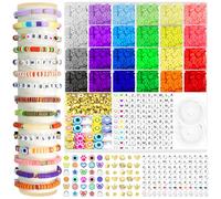 ARTDOT 5342 Pezzi Perline per Braccialetti, 24 Colori 6mm Kit Perline Di Argilla Polimerica per Creazione di Braccialetti, Friendship Bracelet Kit, per Regalo Kit Braccialetti Fai Da Te Bambina