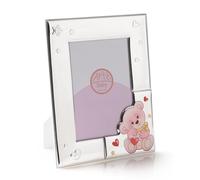 ARTÉ 10x15 Cornice portafoto per BAMBINA, Made in Italy, elegante placcata in argento, Silver Plated antiossidante, Bellissima cornice in Silver Plated con retro in legno laccato bianco E211/ROSA