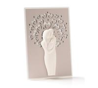 ARTÉ 29,5 x 19,5 .Quadro Moderno SACRA FAMIGLIA in Resina con Supporto in Legno Laccato Bianco, Oggetto Moderno di Colore Bianco adagiato su Base Decorata Color Tortora. Made in Italy. LR005