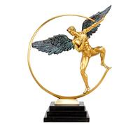 Arte & Ambiente Guardian Angel - Statuetta di angelo in bronzo - Angelo - firmato Martin Klein - Altezza: 48 cm - Oro - Patina Verde - Scultura moderna