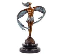 Arte & Ambiente - Moderna scultura bronzo - Ikarus 20 - firmata Martin Klein - Angelo astratto - Atto maschile - Verde/Rame - 27 cm di altezza - Statue moderne online - 100% bronzo
