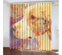 Arte Astratta 3D Tende da 2 Pannelli Ombreggiatura 140L x 260A CM Colori Caldi Blocchi Colore Cane Poliestere Isolamento Termico Tenda per Finestra per Camera da Ietto Soggiorno Cucina Sala Giochi