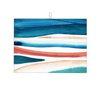 Arte astratta ad con tappetini scolapiatti blu, colori acquamarina e arancione bruciato, buona illustrazione, piccolo motivo stampato, grande, 18 x 24 pollici