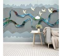 Arte Astratta Collina Volo degli Uccelli Nastro Colorato 3D Carta da Parati Tessuto in Seta Ufficio Sala Pranzo Divano Camera Soggiorno TV Sfondo Muro-430cm×300cm