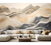 Arte Astratta Con Cime Montuose Dipinte A Mano Con Inchiostro 3D Carta Da Parati Facile Installare Mobili Sfondi Ufficio Divano Camera Letto Sfondo Decorazione Murale-300cm×210cm