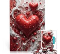 Arte astratta del cuore rosso Puzzle 1000 pezzi per adolescenti Giocattolo educativo per l'apprendimento con pezzi completamente interconnessi di forma casuale 38x26cm