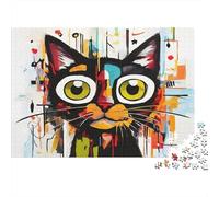 Arte astratta del gatto Puzzle 1000 Pezzi In cartone Spesso, Un Tangram Per Enigma Per Lo Stress Relief, Ideale Per Quadro Fai Da Te, Regalo Di Compleanno Perfetto 70x50cm/1000pcs