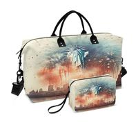 Arte Astratta Della Città Di Fuochi D'artificio Borsone da Viaggio Borsa da Palestra Borsa da Weekend con Borsa da Toilette per Ragazze Uomin