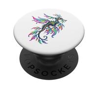 Arte astratta della creatura dell'oceano del dragoncello marino a foglia colorata PopSockets PopGrip Adesivo
