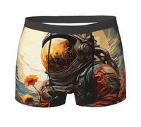 Arte Astratta di Astronauta, Campo di Fiori E Luna Uomo Boxer Aderenti Aderenti Slip Mutande Elastico Boxer Shorts L