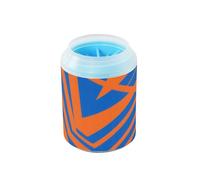 Arte astratta geometrica arancione blu portatile per cani pulitore e massaggiatore spazzola in silicone morbido kit di pulizia per cani di piccola taglia media e razze di gatti