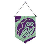 Arte astratta gufo verde viola banner appeso con asta telescopica bandiera banner esterno patio arredamento per interni, feste all'aperto