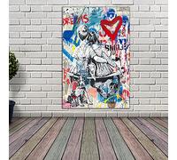 Arte astratta Mr Brainwash Lavorare bene insieme Banksy Graffiti Office Decor Wall Art Canvas Painting Poster Living Room Home 30x50cm (12x20in) con cornice