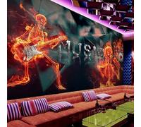 Arte Astratta Musica D'Epoca Pub Teschi 3D Carta Da Parati Facile Installare Mobili Sfondi Ufficio Divano Camera Letto Sfondo Decorazione Murale-300cm×210cm