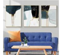 Arte Astratta Nera Oro e Bianca Poster Con Forme Grafiche Stampa su Tela Quadro Moderno per la Decorazione di Casa Camera da Letto e Soggiorno-60 * 70cm*3PCS (senza telaio)