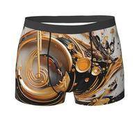 Arte Astratta Note Musicali Dorate Bianco E Nero Uomo Boxer Shorts Traspiranti Slip Mutande Classico Boxer Aderenti L