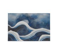 Arte astratta Onda Blu e Bianca Puzzle Piecing Puzzle per Adulti Brain Teasing Divertente e Perfetto Wall Art ad alta risoluzione Perfetto per serate di gioco Puzzle per adulti 500 pezzi