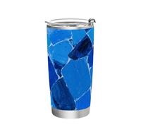 Arte astratta Piazza Splash Ink Blu Acciaio Inox tazze con coperchi Coperchio a prova di perdite Tazza da viaggio con coperchio per caffè semplicemente moderno bicchiere da caffè isolato 590 ml