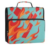 Arte astratta Rosso Fuoco Blu 1.5 Pollici 3-Anelli Organizzatore Raccoglitore con Tracolla Laege Capacità Portatile Casa Viaggio Borsa di Immagazzinaggio Sicuro per la Scuola Media Clip de cremallera
