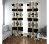 Arte azteca Tende oscuranti astratte Tende per finestre dal design geometrico semplice per soggiorno Camera da letto Protezione della privacy Decorazioni per la casa W160xL245cm 2 pannelli