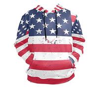 Arte Bandiera Americana Striscia Stella Felpa con Cappuccio 3D Stampa Felpe Hoodie Pullover Sweatshirt per Uomo Donna Ragazzi Ragazze