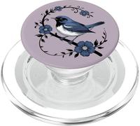 Arte botanica della fauna selvatica dell'uccello blu dalla gola nera PopSockets PopGrip per MagSafe