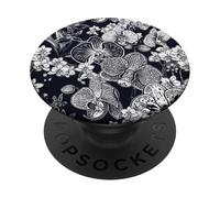 Arte botanica fiore bianco e nero orchidea scura PopSockets PopGrip Adesivo