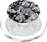 Arte botanica fiore bianco e nero orchidea scura PopSockets PopGrip per MagSafe
