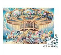 Arte Cavallo Giostra Puzzle da 1000 Pezzi per Adulti, Giostra, Stelle, Carnevale, Premium, Spesso, Resistente, Alta Qualità, Stimolante, Antistress, Gioco in Famiglia, Regalo 70x50cm/1000pz