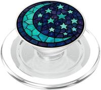 Arte celeste con luna e stelle in vetro colorato PopSockets PopGrip per MagSafe