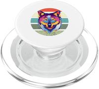 Arte colorata della testa del lupo Volto Lupo Amante della PopSockets PopGrip per MagSafe