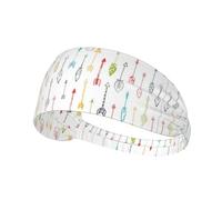 Arte colorata disegnata a mano con stampa di frecce in stile boho fascia elastica per esercizi - fascia sportiva alla moda per yoga, corsa, ciclismo, palestra, tennis