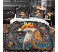 Arte cosmica di Fox Impressione 3D 3 pz cover piumone Disegno a spirale fantasy coperteletto microfibra ipoallergenica zip per bambini adolescenti ragazze Single (135x200cm)