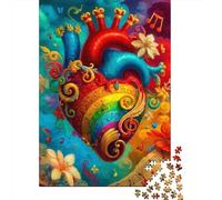 Arte Cuore Arcobaleno Cartone Riciclato Cuore Anatomico Colorato Puzzle per Adulto, Riduttore Ansia, Decorazione Murale e Regali, Puzzle Sollievo Stress 70x50cm/1000pz