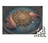 Arte Cupola Astrologia Puzzle da 1000 Pezzi per Adulti, Ruota Zodiacale, Pesce, Vintage, Celeste, Premium, Resistente, Alta Qualità, Vivace, Stimolante, Difficile, Antistress, Regalo 38x26cm/1000pz