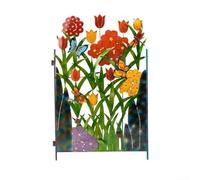Arte da giardino in metallo contemporanea con farfalle e fiori, per design durevole per spazi esterni (C)