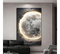 Arte da parete 3D a LED, Decorazione murale testurizzata superficie lunare con retroilluminazione LED, Scultura murale verticale per soggiorno, ingresso(A Remote,60*80cm/23.62*31.50in)
