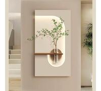 Arte da parete 3D a LED di lusso, decorazione murale con verde, vaso con riserva d'acqua e retroilluminazione a LED - Applique da parete minimalista per l'arredo(A,60*110cm/23.62*43.31in)