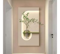 Arte da parete 3D a LED di lusso, decorazione murale con verde, vaso con riserva d'acqua e retroilluminazione a LED - Applique da parete minimalista per l'arredo(B,60*110cm/23.62*43.31in)