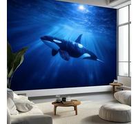 Arte da Parete Animali Sottomarini Balene Murales Personalizzati Fotografia Naturalistica Carta da Parati Fotografica per Cameretta Bambini, Camera da Letto 400 x 280 cm, Carta da Parati in Effetto 3D