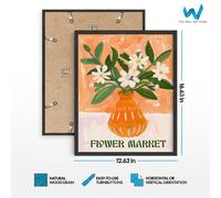 Arte da parete astratta floreale farfalla - arancione set di 3 poster...