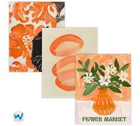 Arte da parete astratta floreale farfalla - arancione set di 3 poster...