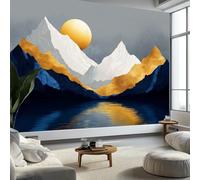 Arte da parete bianco marmo montagne luna murales personalizzati astratto arte carta da parati fotografica per cameretta bambini - camera da letto 300 x 210 cm (L x A) carta da parati in effetto 3d