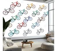 Arte da Parete Biciclette Colorate Murales Personalizzati Stile Semplice Carta da Parati Fotografica per Cameretta Bambini, Camera da Letto 250 x 175 cm (L x A), Carta da Parati in Effetto 3D