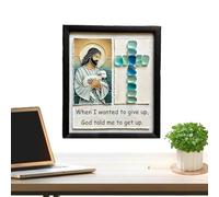 Arte da parete con cornice in di mare, Sea Glass Christian Wall Art | Immagini fatte a mano in di mare cristiano incorniciato | 7,87 x 9,84 pollici Gesù preghiera, stile crocifisso